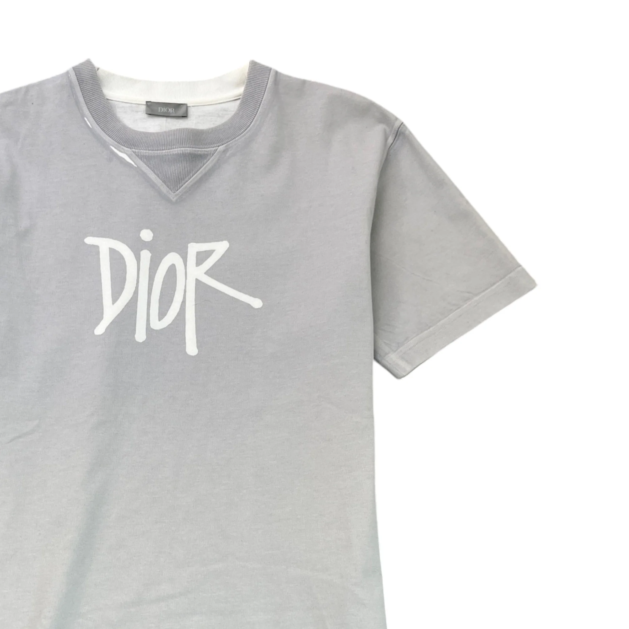 Men's X Shawn Stussy Limited Edition Oversized Logo T-Shirt Grey Size M - Image 3