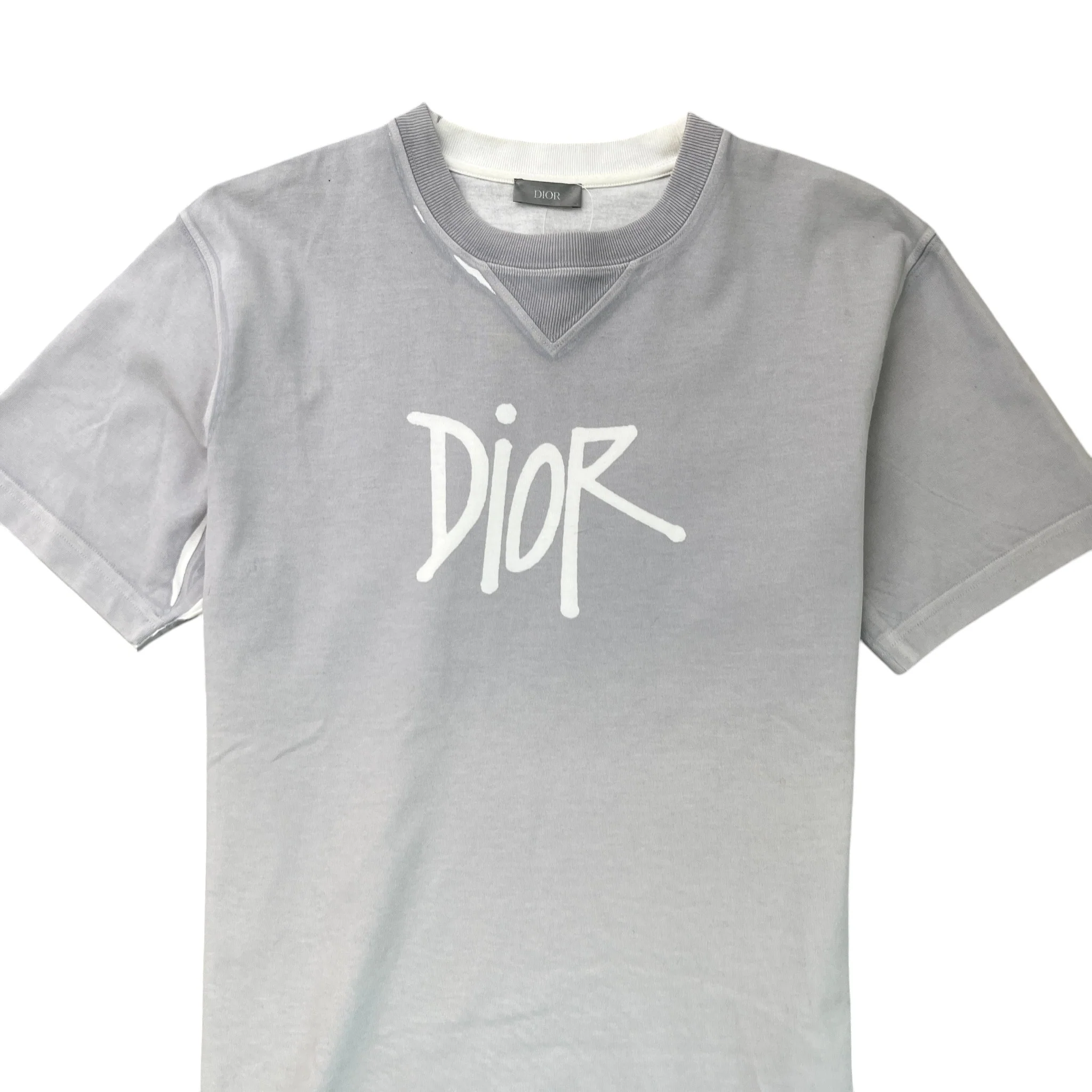 Men's X Shawn Stussy Limited Edition Oversized Logo T-Shirt Grey Size M - Image 5
