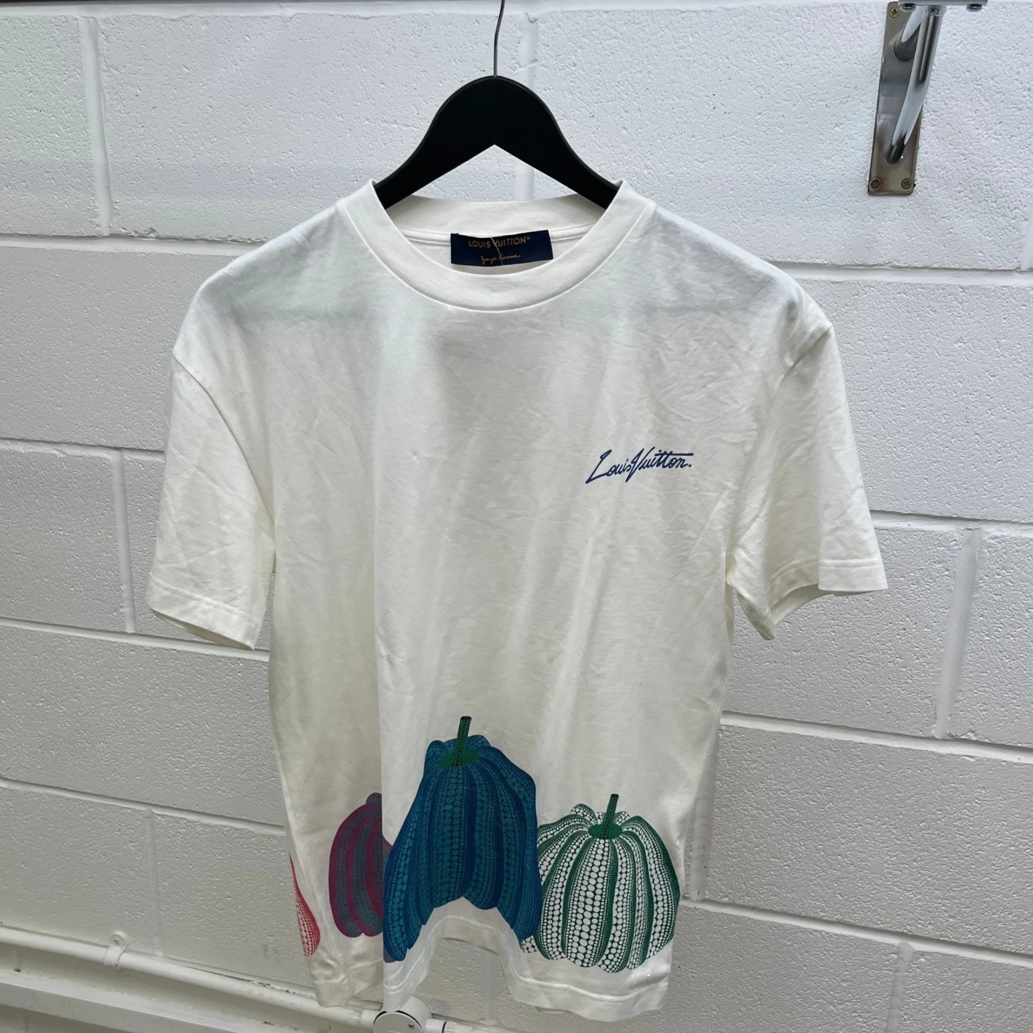 Men's X Yayoi Kusama Pumpkin Dots T-Shirt White Size XS - Image 8