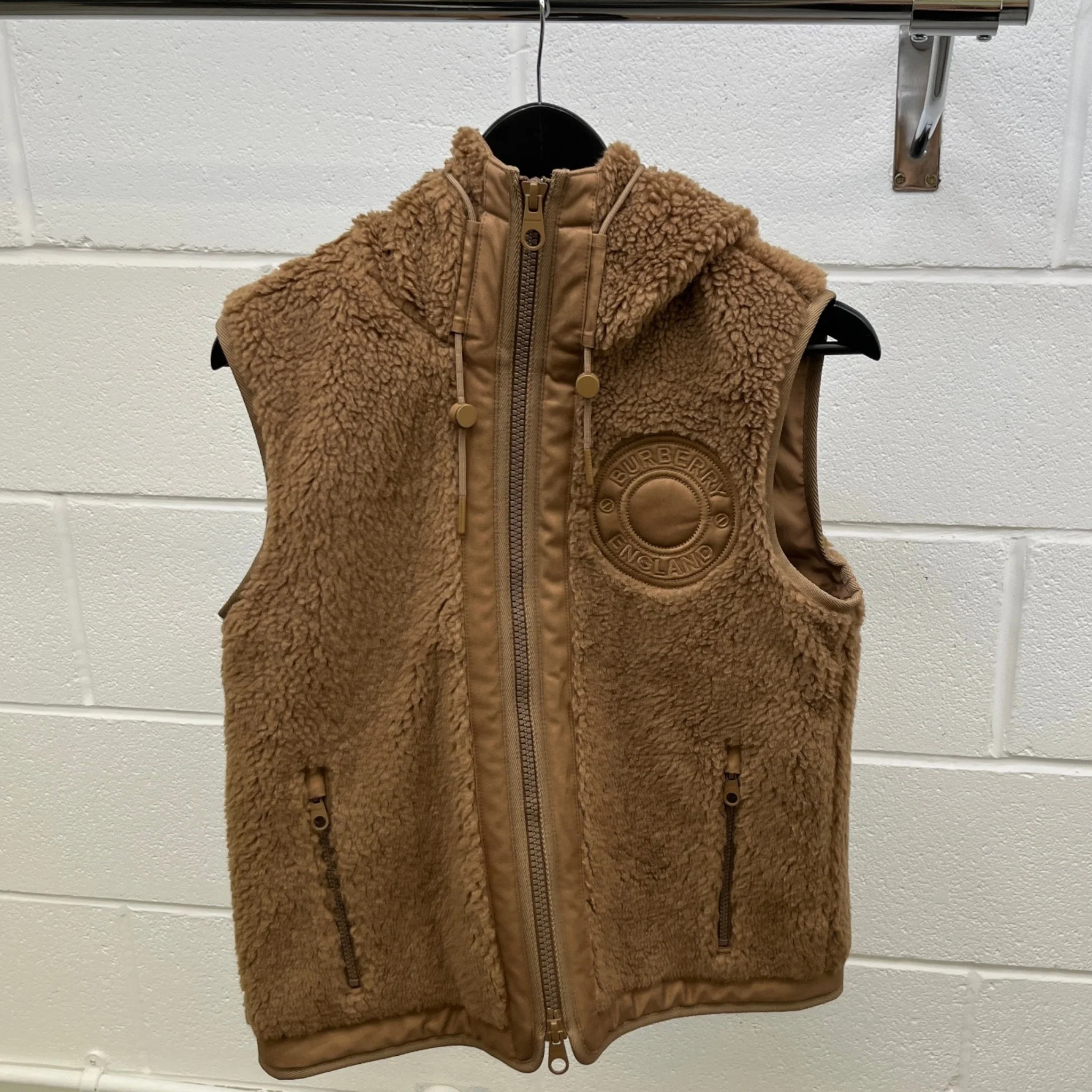 Women's Appliquéd Fleece Gilet Brown Size IT 38 / UK 6 - Image 9