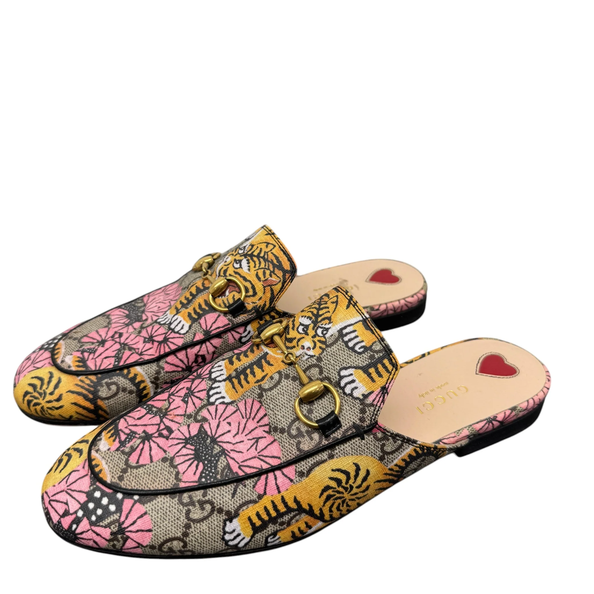 Women's Bengal Tiger Print Princetown Loafers Beige Size EU 37 / UK 4 - Image 7