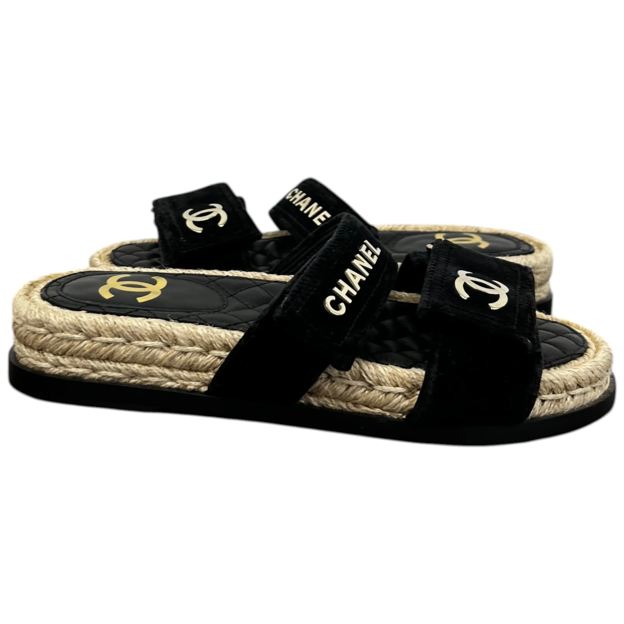 Women's Cc Logo Velvet Sandals Black Size EU 35 / UK 2 - Image 3