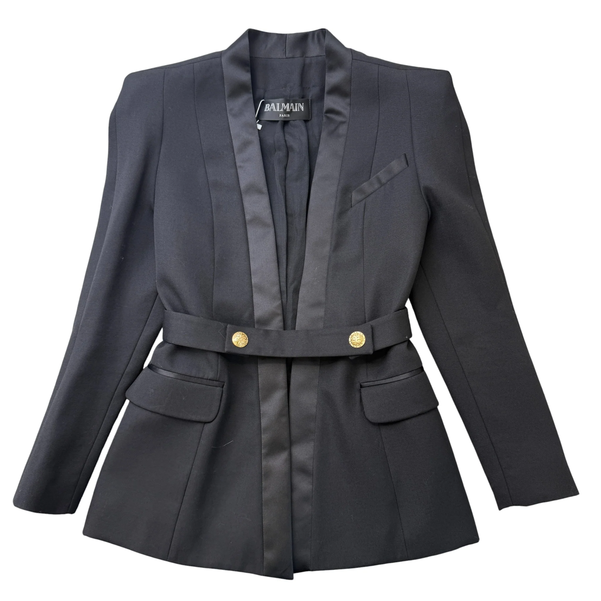 Women's Double Breasted Belted Blazer Jacket Black Size IT 38 / UK 6