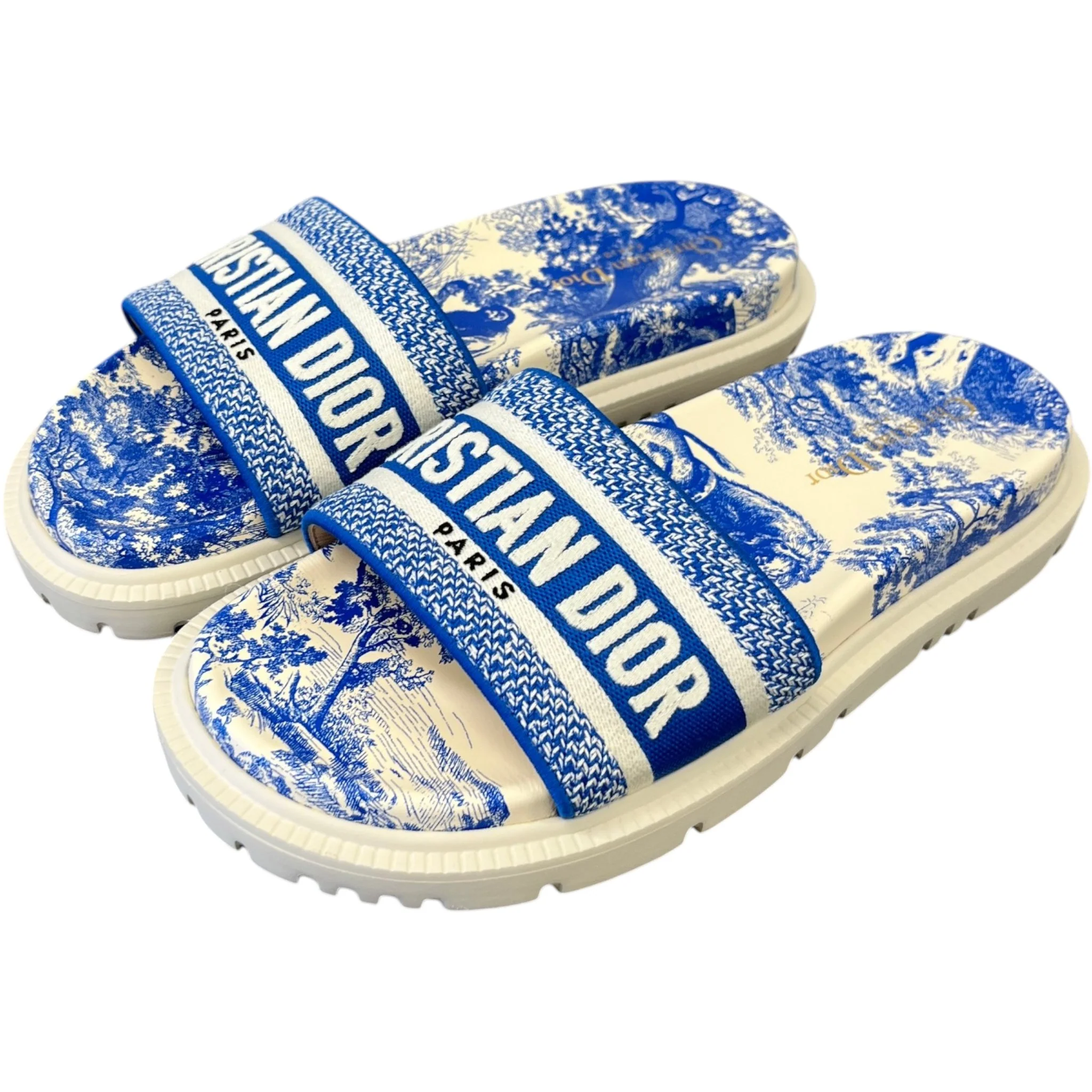 Women's Dway Toile De Jouy Slides Blue Size EU 39.5 / UK 6.5 - Image 9