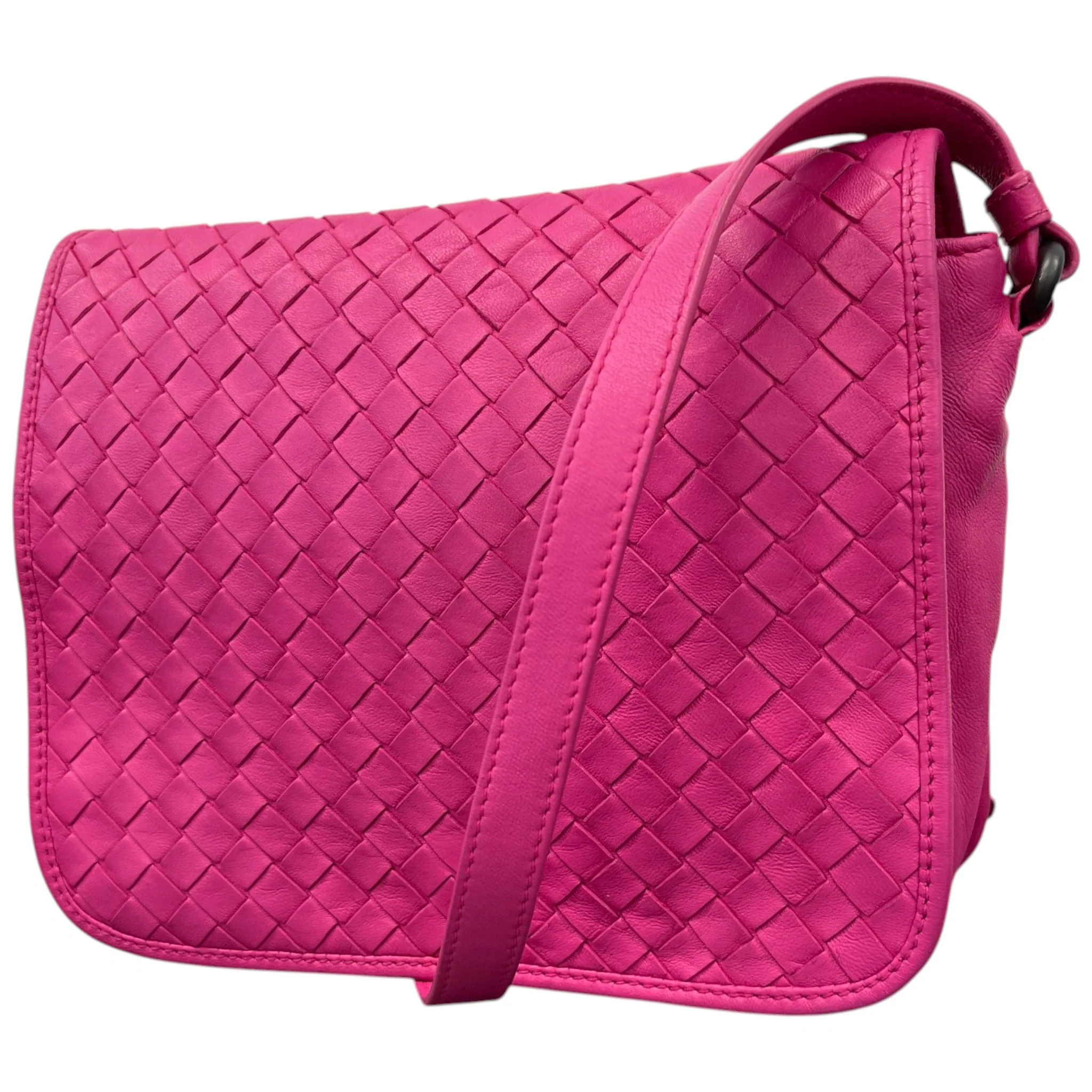 Women's Fuchsia Intrecciato Nappa Crossbody Bag Pink - Image 4