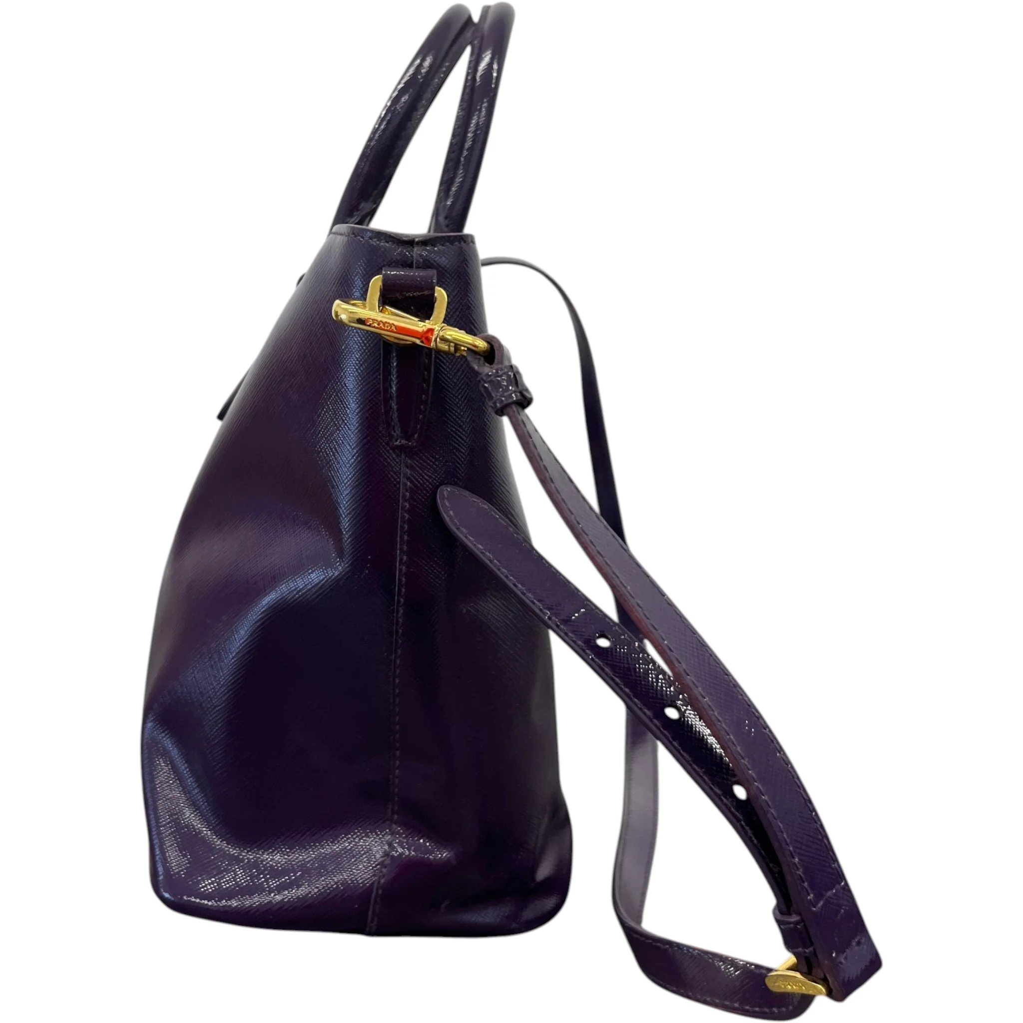 Women's Glazed Saffiano Leather Tote Handbag Purple - Image 7