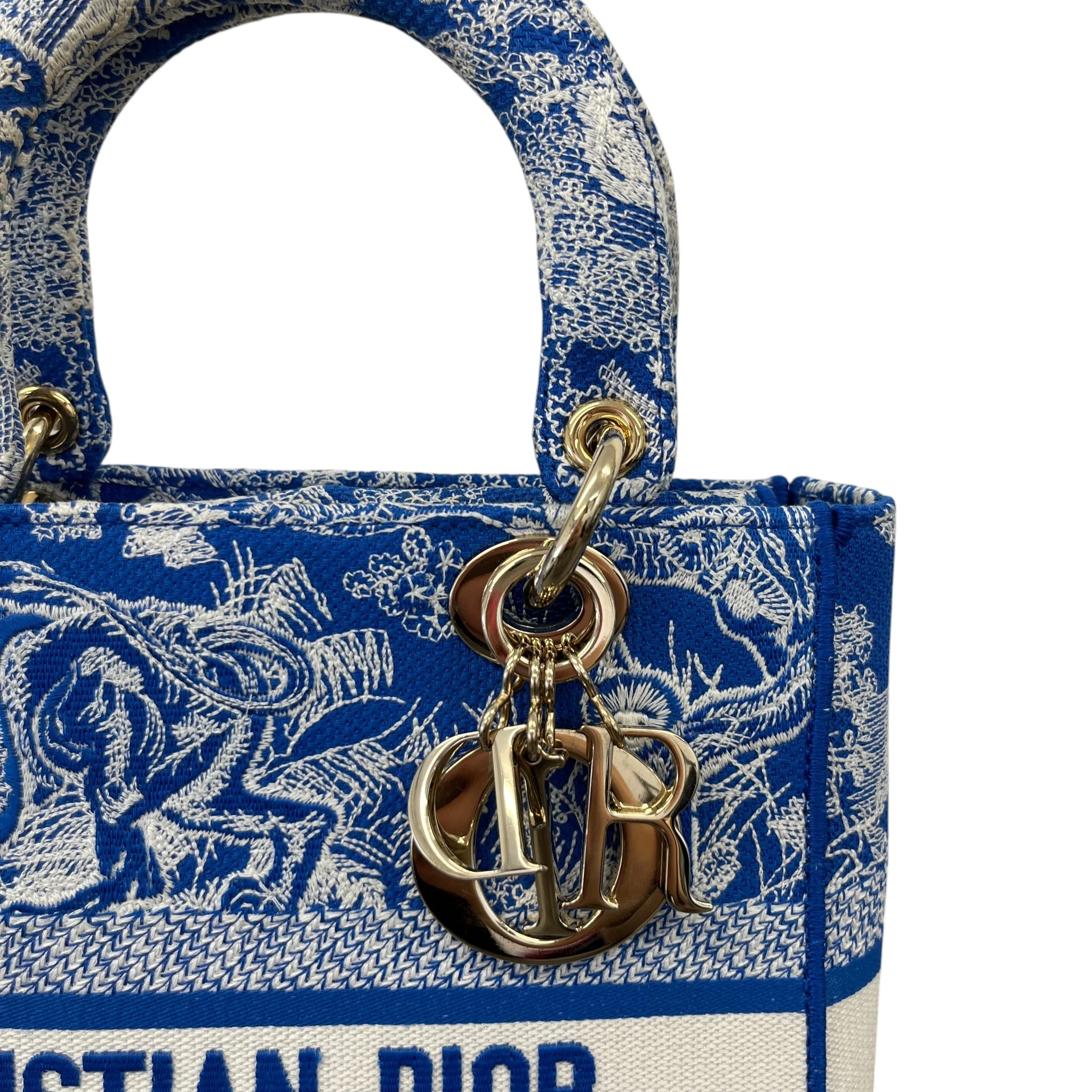 Women's Medium Dior Lady D-Lite Toile De Jouy Handbag Blue - Image 13