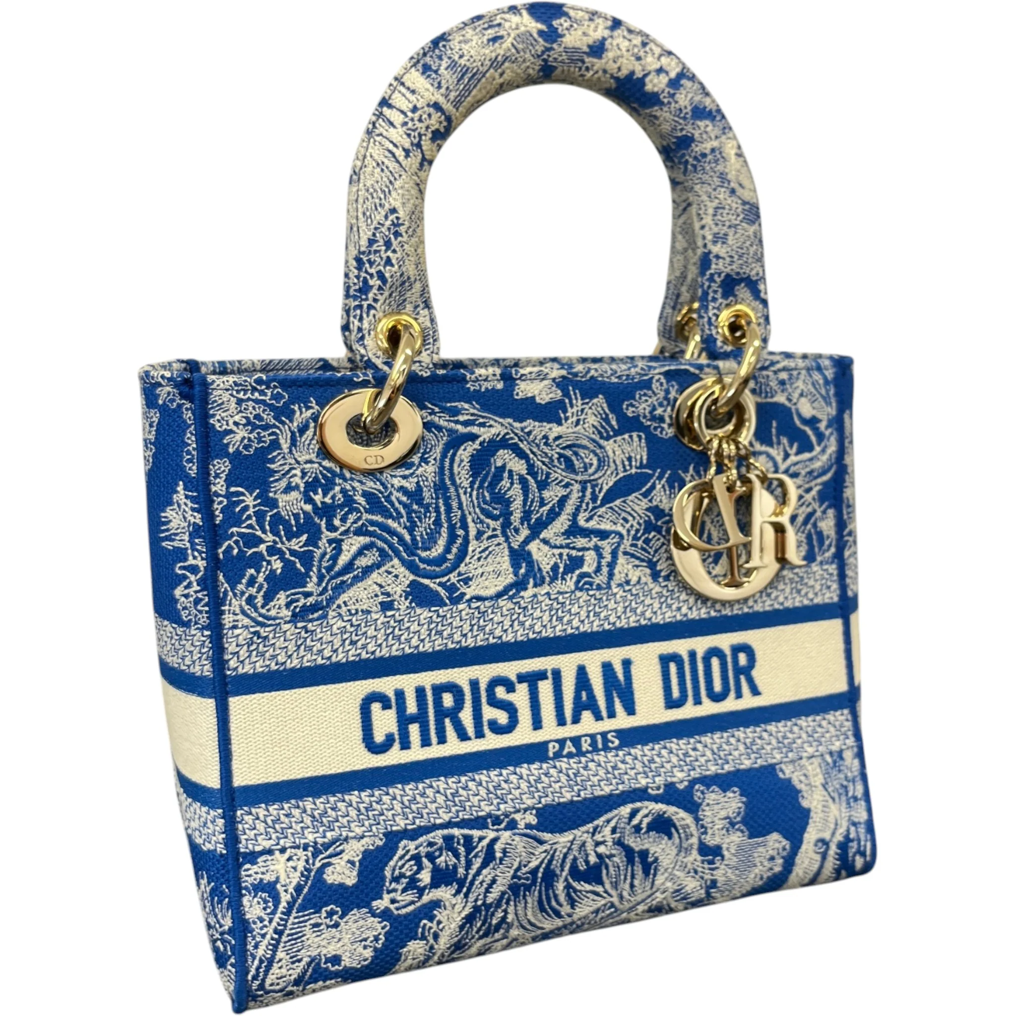 Women's Medium Dior Lady D-Lite Toile De Jouy Handbag Blue - Image 5