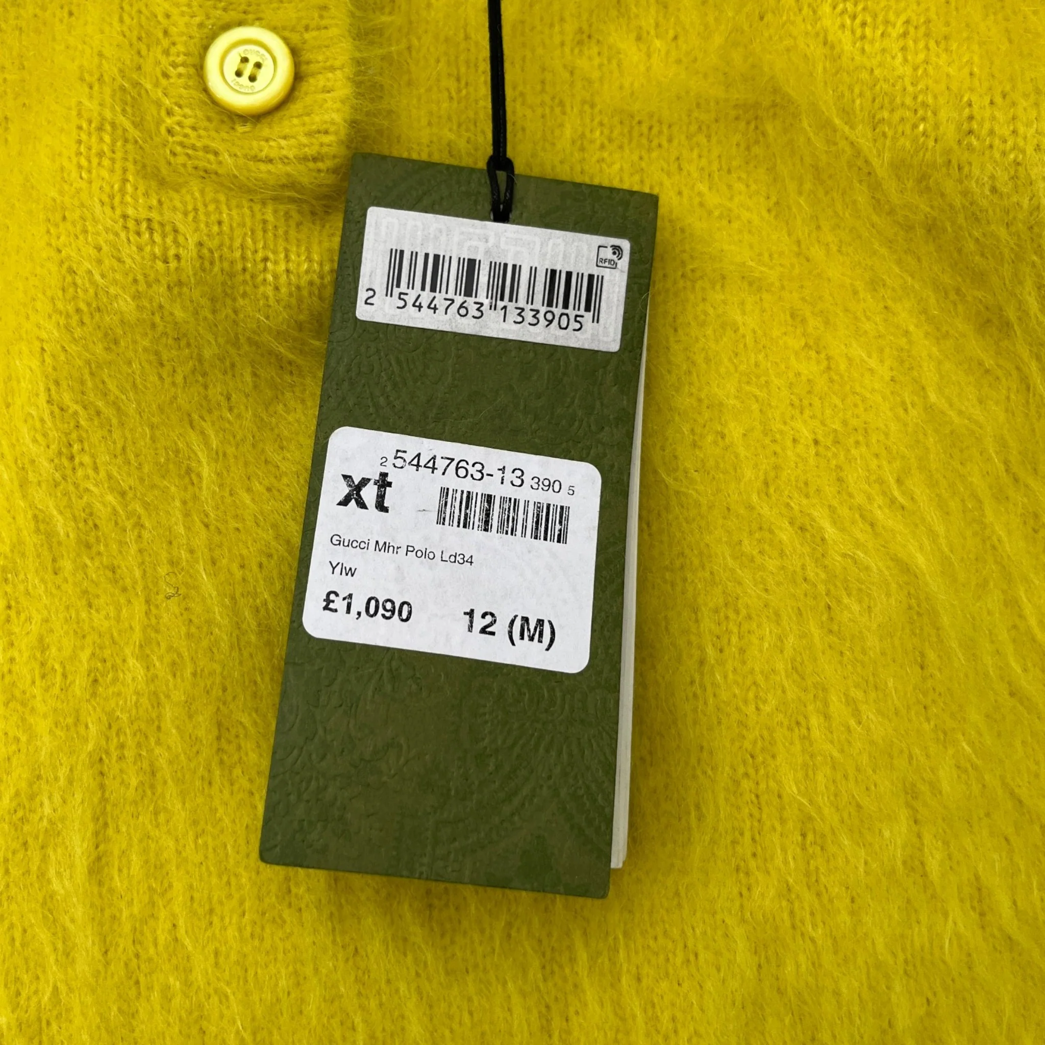 Women's Mohair Crystal-Embellished Logo Polo Shirt Yellow Size M - Image 7