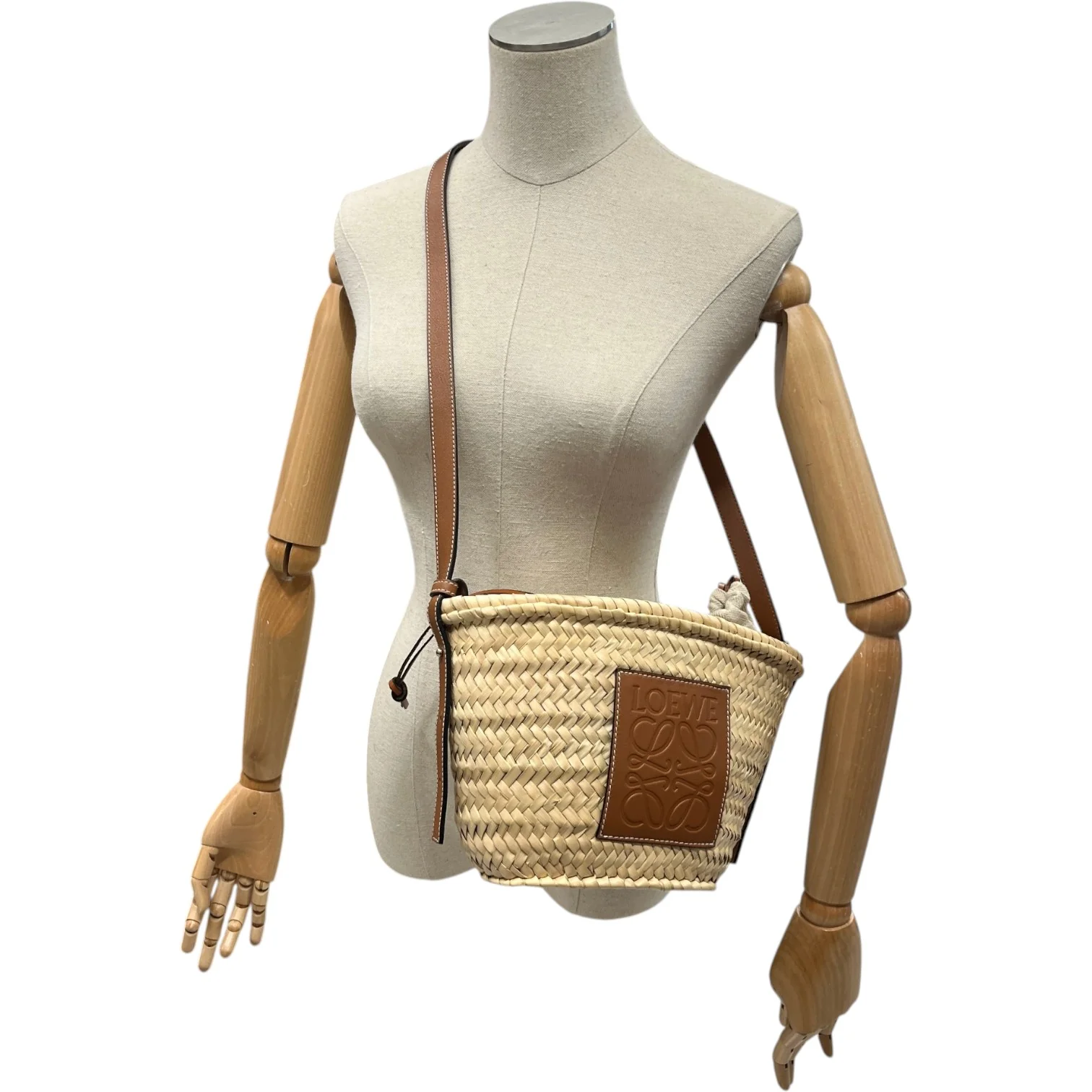Women's Paula'S Ibiza Woven Drawstring Bucket Bag Beige - Image 2