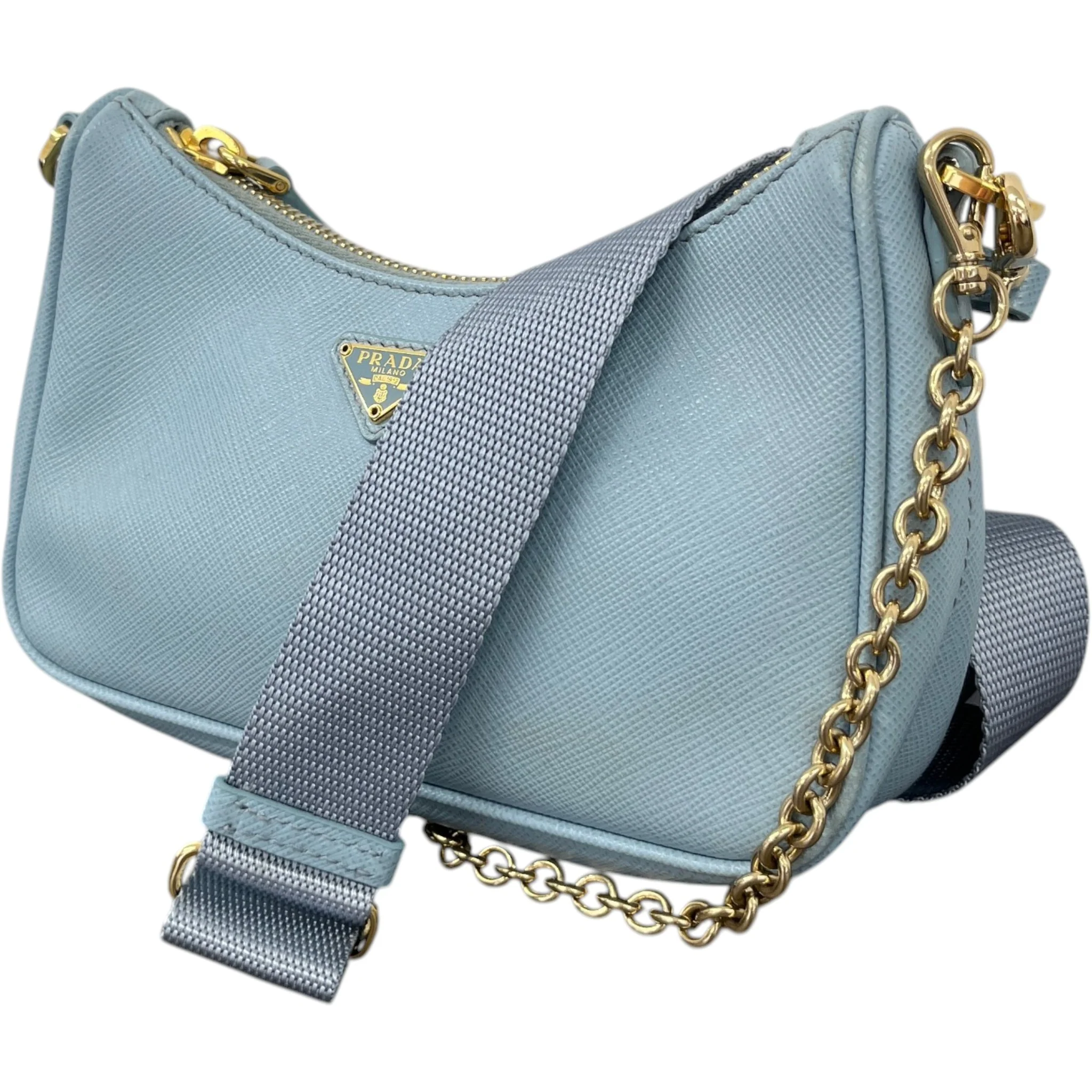 Women's Reedition Mini Saffiano Pochette Bag Blue - Image 8