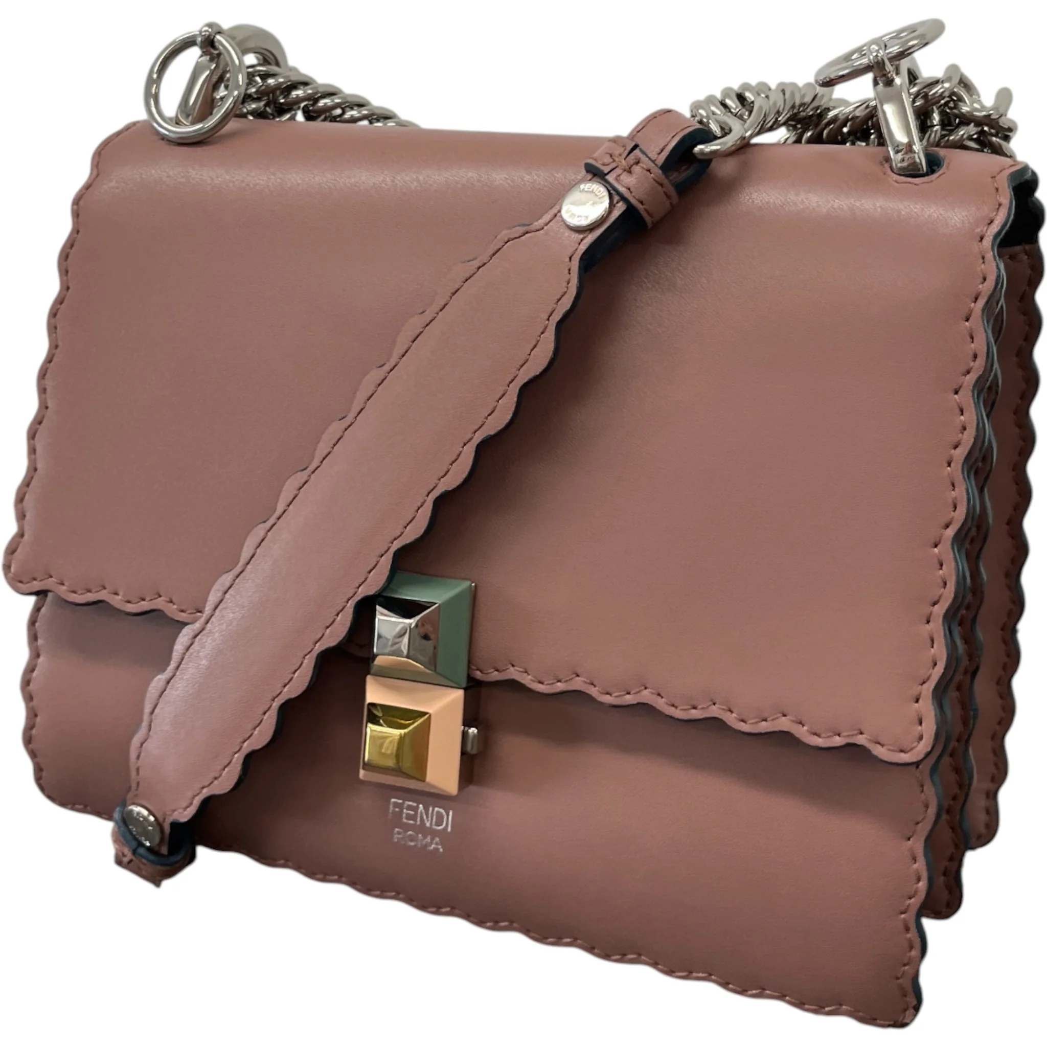 Women's Scalloped Studded Small Kan-I Bag Nude - Image 5