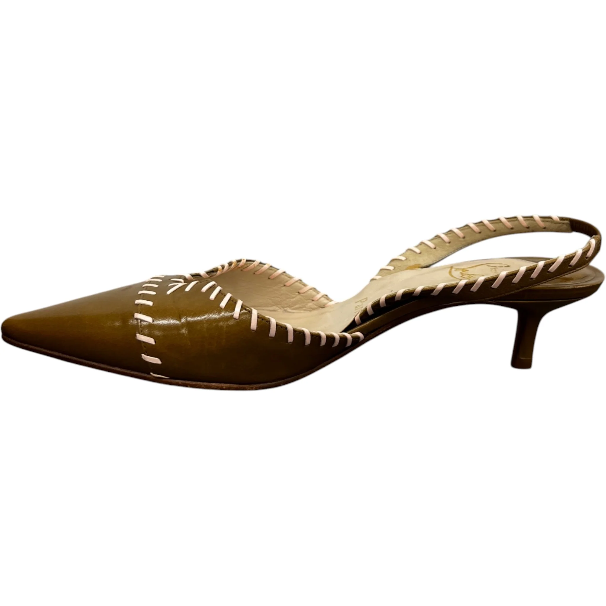 Women's Stitch Detail Kitten Heal Mules Brown Size EU 36 / UK 3 - Image 2