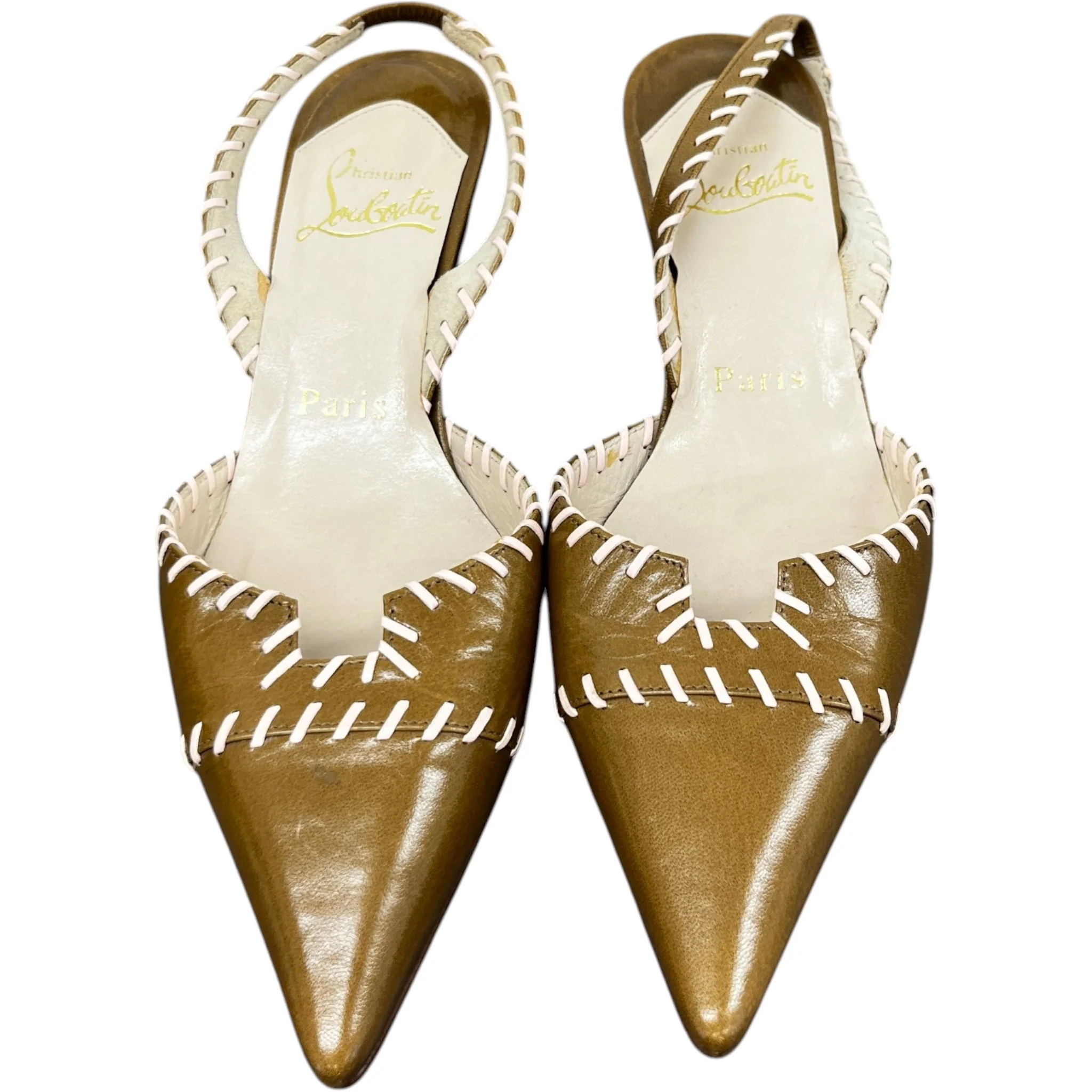 Women's Stitch Detail Kitten Heal Mules Brown Size EU 36 / UK 3 - Image 6