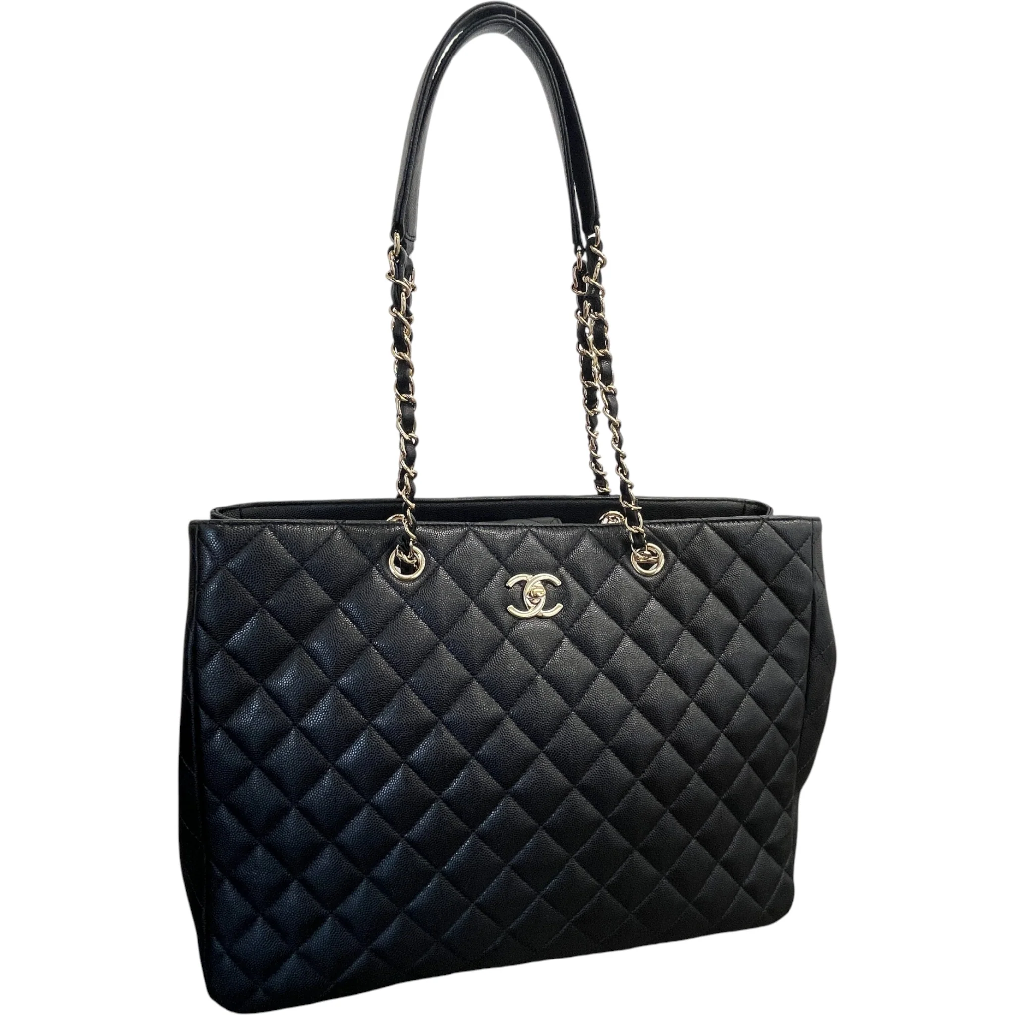 Women's Timeless Cc Shopping Tote Caviar Bag Black - Image 5