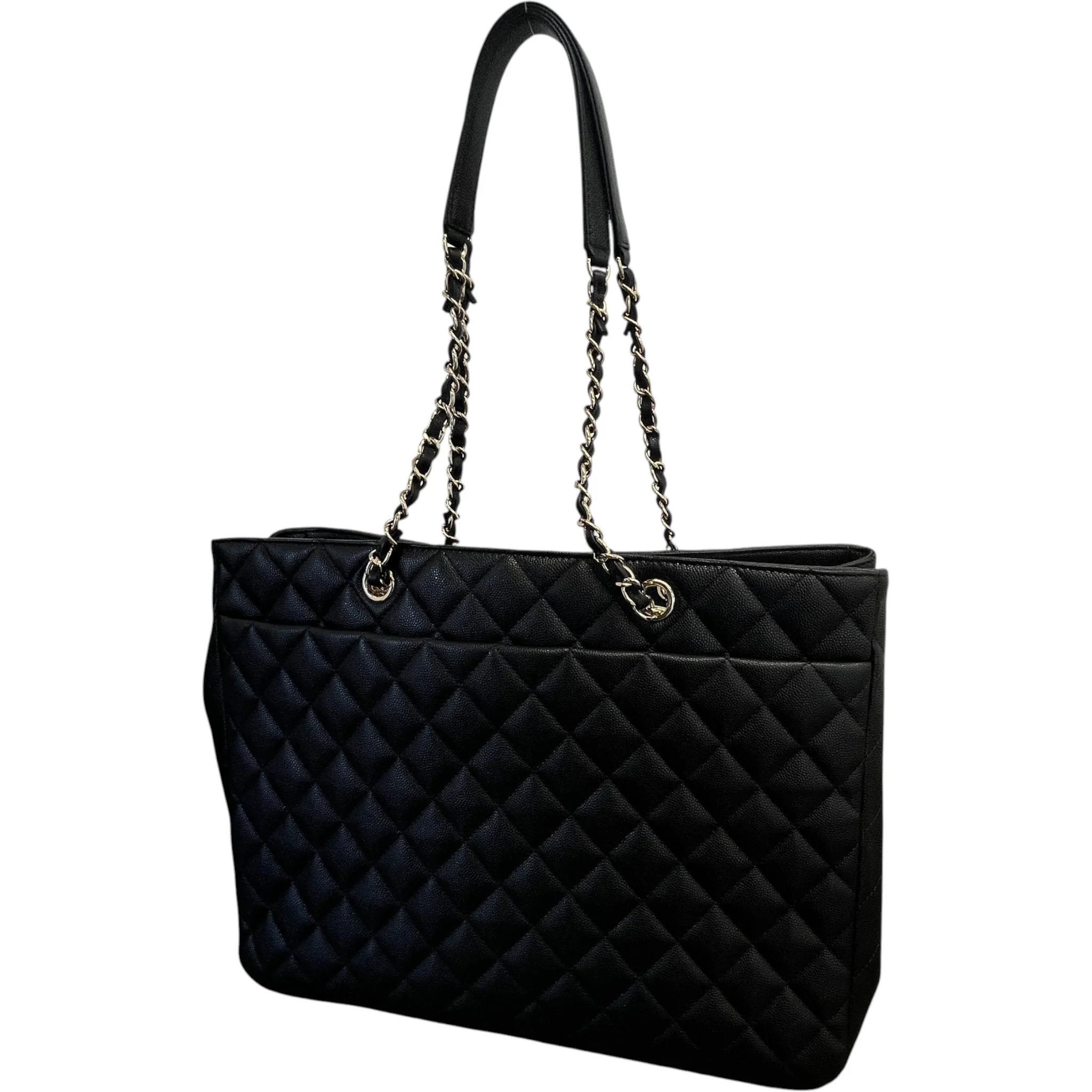 Women's Timeless Cc Shopping Tote Caviar Bag Black - Image 8