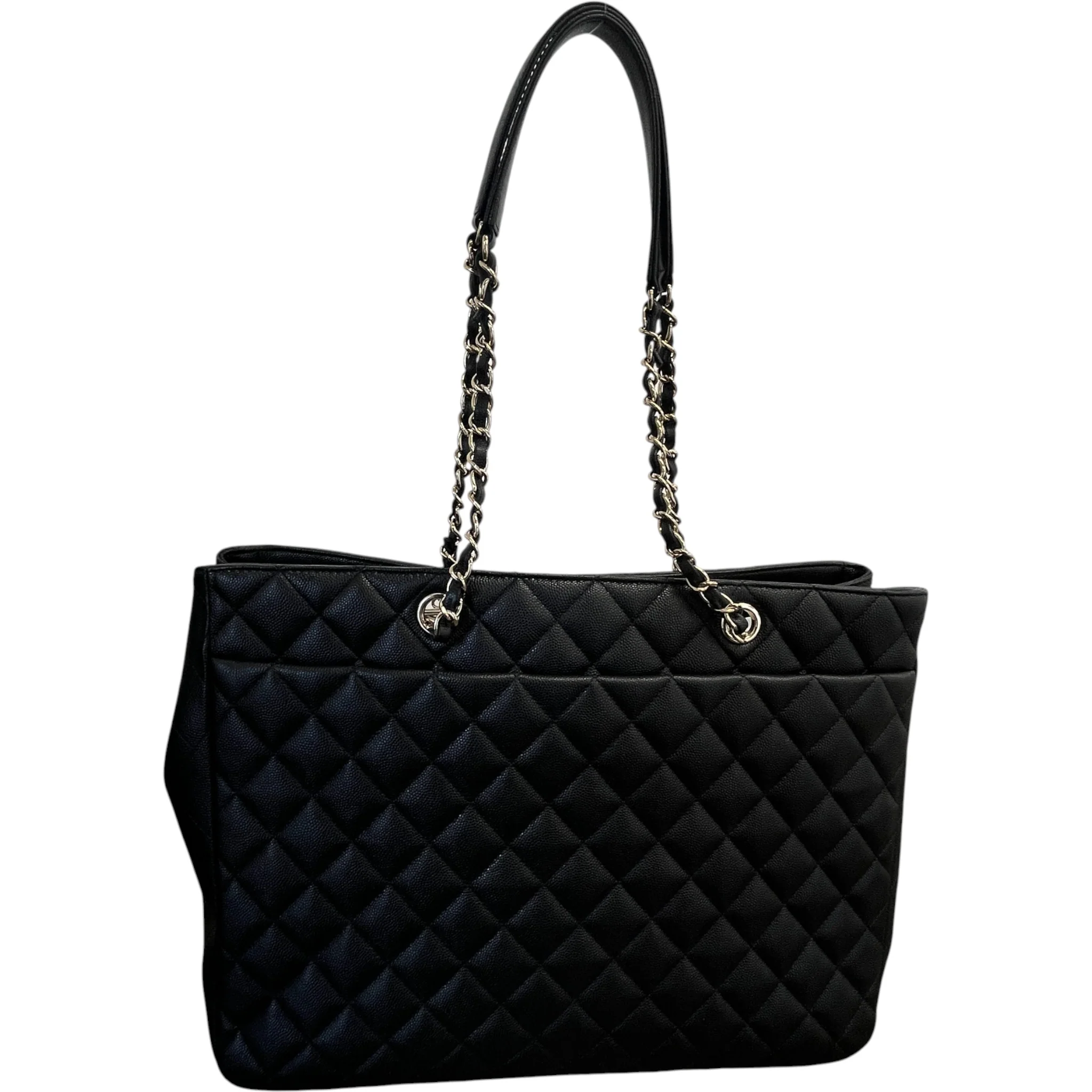 Women's Timeless Cc Shopping Tote Caviar Bag Black - Image 9