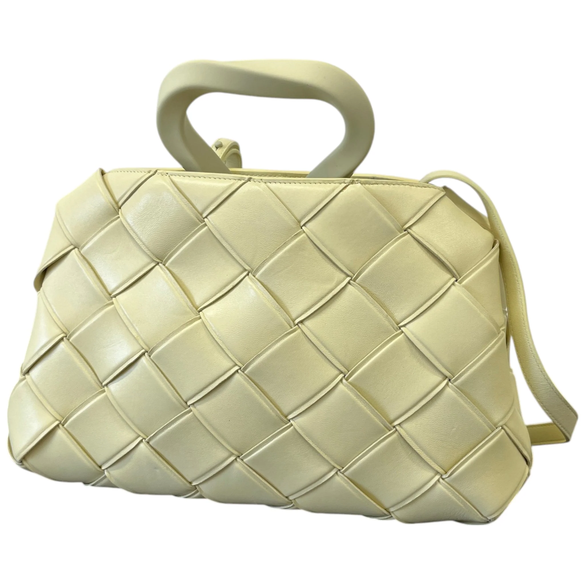 Women's Woven Intrecciato Top Handle Grasp Bag Yellow - Image 9