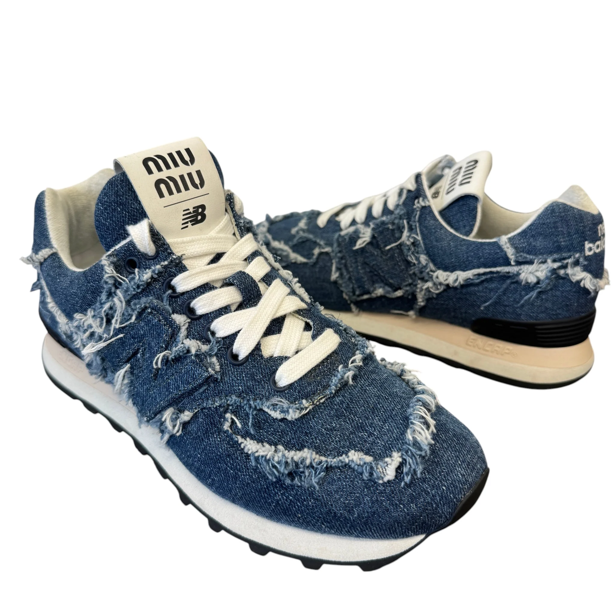 Women's X New Balance 574 Denim Low Trainers Blue Size EU 38 / UK 5 - Image 3