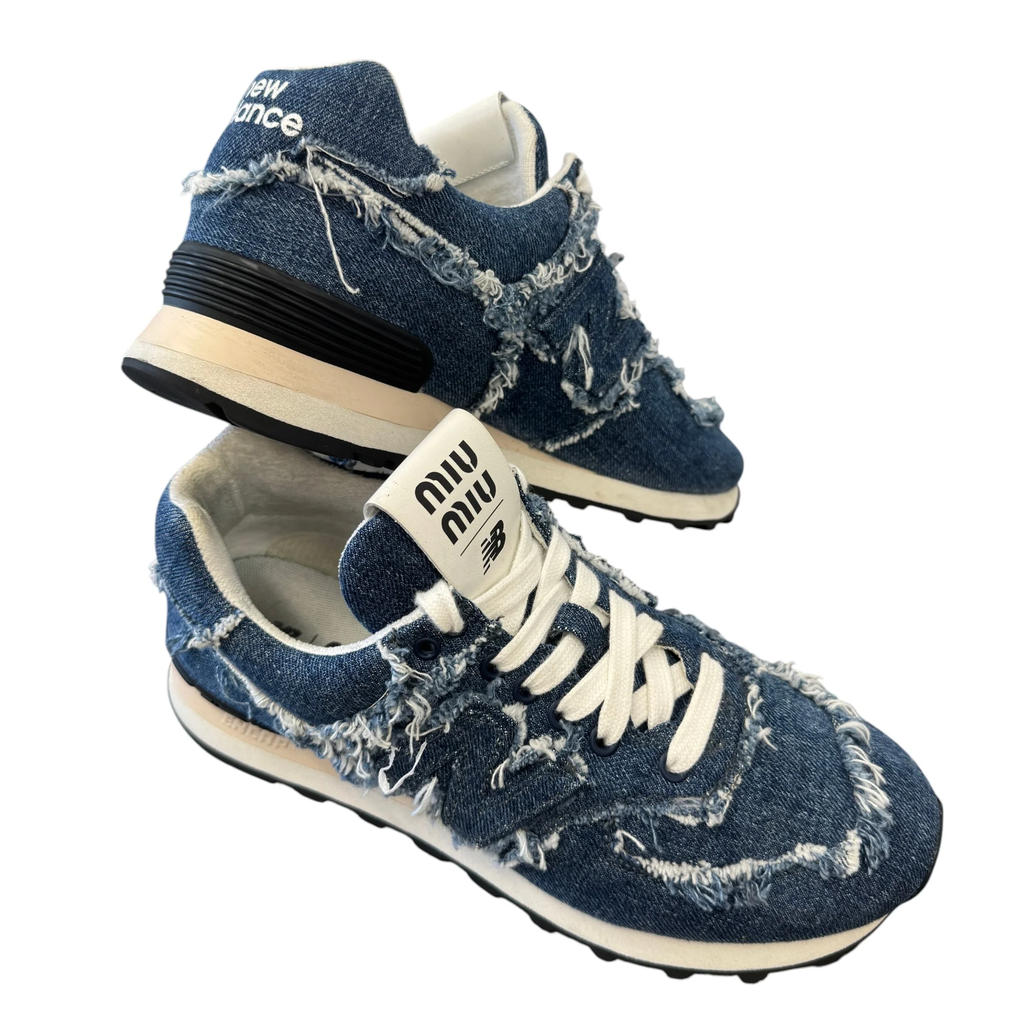 Women's X New Balance 574 Denim Low Trainers Blue Size EU 38 / UK 5 - Image 9